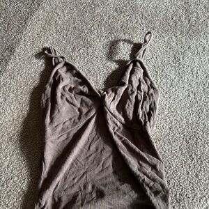 Elegant Brown Ribbed Camisole